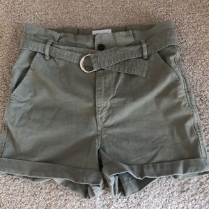 Frame Paper-bag Waist Cargo Shorts Sz 28 Green